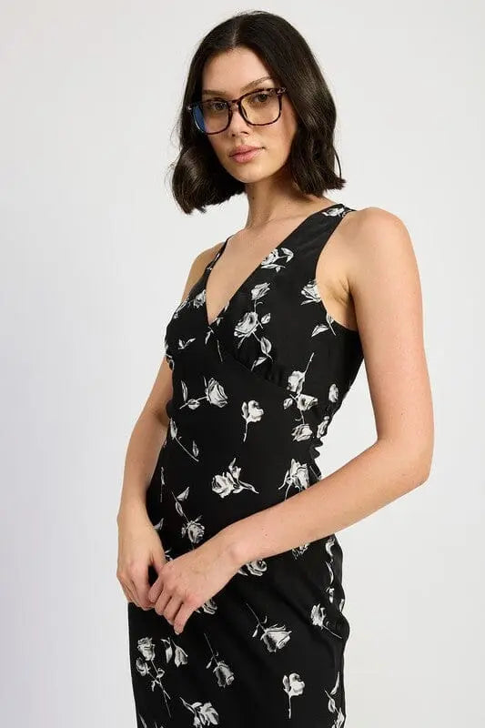 FLORAL V NECK MAXI DRESS Emory Park