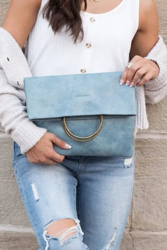 Fold Over O Ring Clutch o ring clutch Poet Street Boutique Slate Blue OneSize