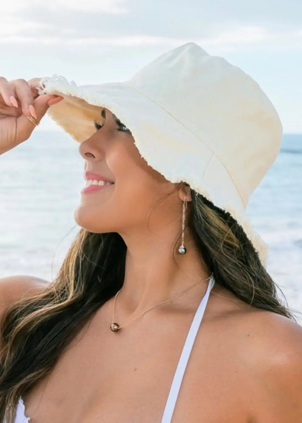 Frayed Edge Canvas Bucket Hat cotton bucket hat Poet Street Boutique