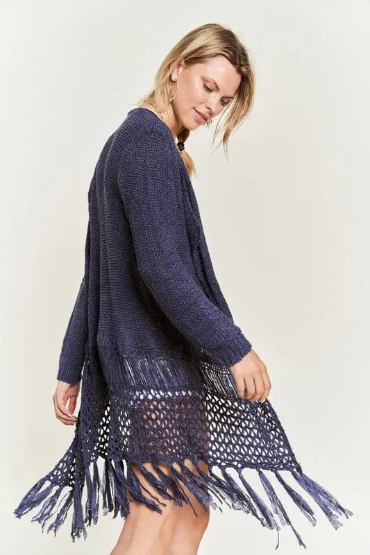 Fringe Knit Cardigan sweater fringe cardigan Jade By Jane