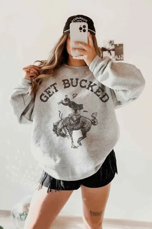 Get Bucked Cowboy Graphic Sweatshirt cowboy graphic sweatshirt Poet Street Boutique ASH SMALL