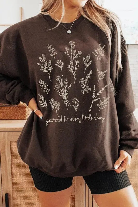 Grateful For Every Little Thing Sweatshirts Color Bear DARK CHOCOLATE S