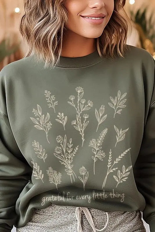 Grateful For Every Little Thing Sweatshirts Color Bear MILITARY GREEN S