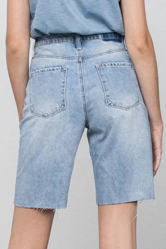 HI RISE PREMIUM BOTTOM HEM DISTRESSED BERMUDA Denim Lab USA