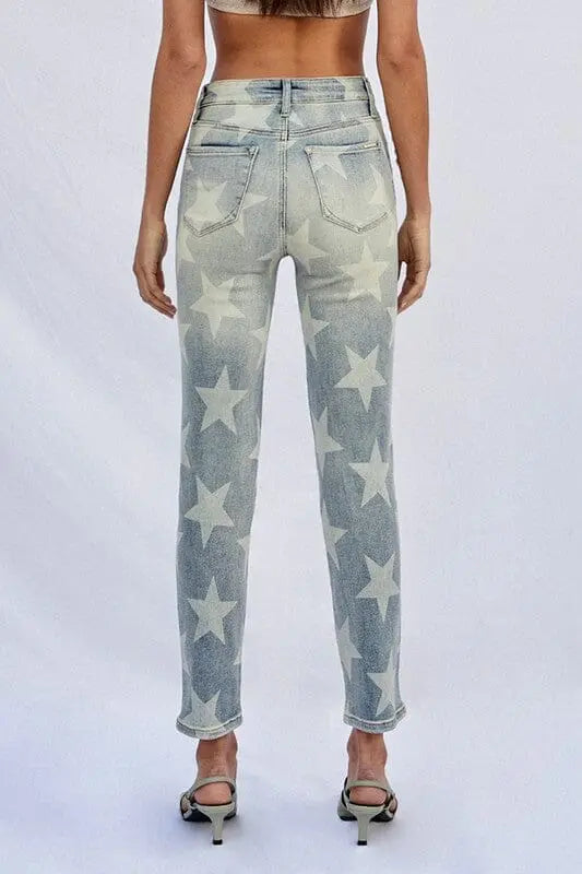 HIGH RISE STAR PRINTED GIRLFRIEND JEANS Insane Gene