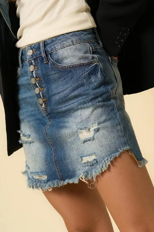 Insane Gene Button Down Mini Skirt button down denim skirt Insane Gene