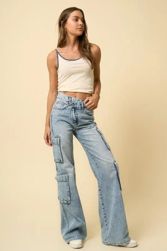 Insane Gene Crossover Relaxed Cargo Jeans cargo denime jeans Insane Gene