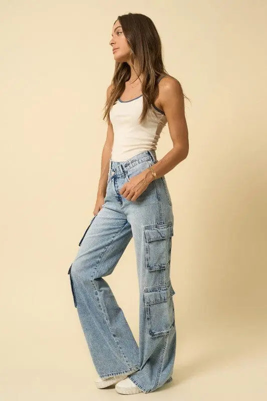 Insane Gene Crossover Relaxed Cargo Jeans cargo denime jeans Insane Gene
