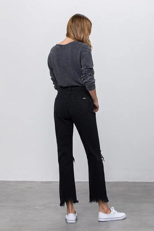 Insane Gene Destroyed Straight Leg Jeans black denim jeans Insane Gene