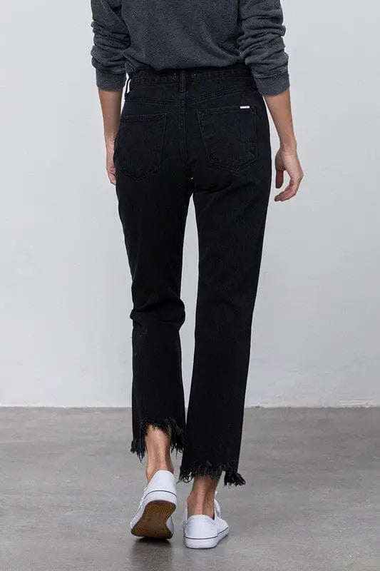 Insane Gene Destroyed Straight Leg Jeans black denim jeans Insane Gene
