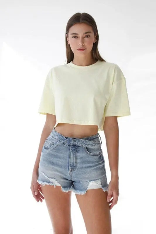 Insane Gene Front Ribbon Tie Denim Shorts ribbon tie denim short Insane Gene