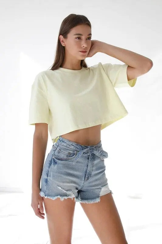 Insane Gene Front Ribbon Tie Denim Shorts ribbon tie denim short Insane Gene MEDIUM S