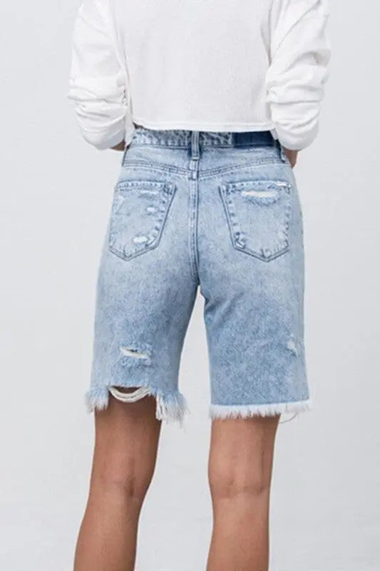 Insane Gene HR Frayed Hem Bermuda Denim Shorts bermuda denim short Insane Gene