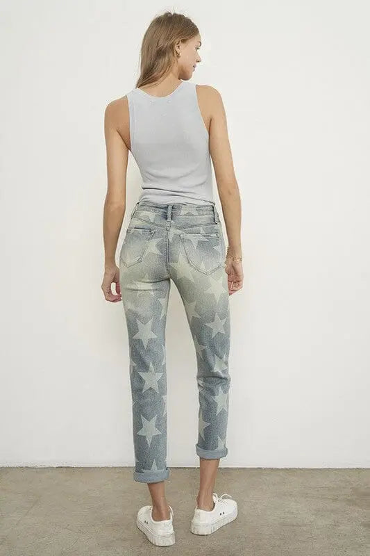 Insane Gene HR Star Girlfriend Jeans star print denim jeans Insane Gene
