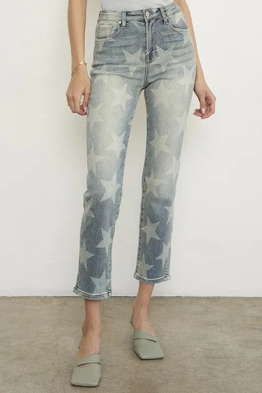 Insane Gene HR Star Girlfriend Jeans star print denim jeans Insane Gene