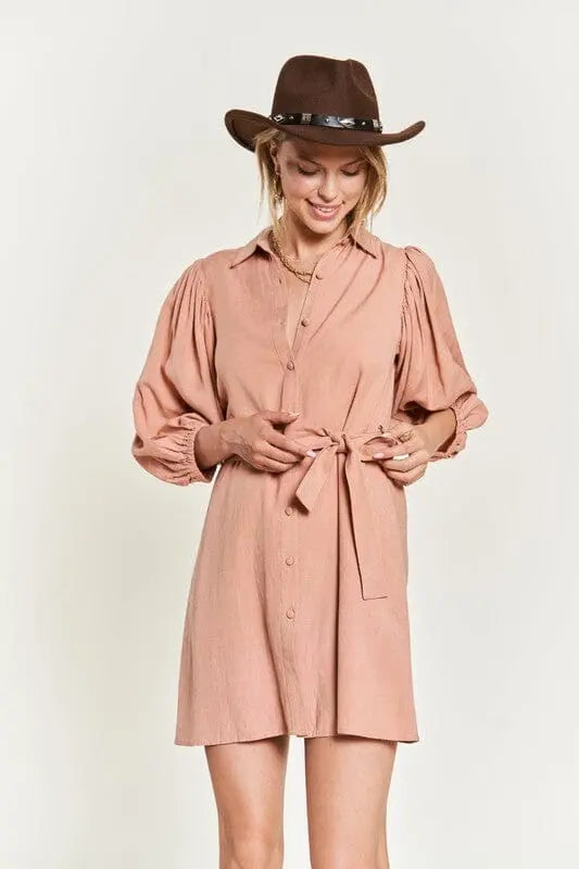 Jade By Jane Belted Dress belted dress Jade By Jane PEACH S