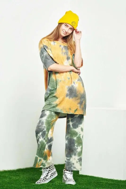 Jade By Jane Brushed Rib Tie Dye Set tie dye lounge set Jade By Jane Green S