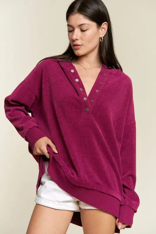 Jade By Jane Chenille Ribbed Hooded Sweatshirt chenille ribbed hoodie Jade By Jane