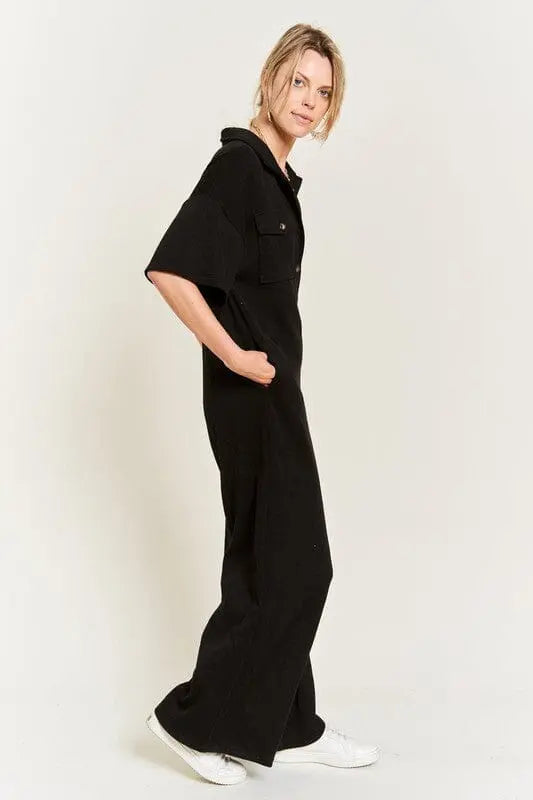 Jade By Jane Collar Shirt Wide leg Jumpsuit lounge jumpsuit Jade By Jane