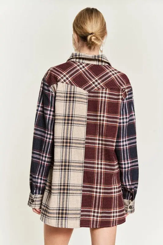 Jade By Jane Color-block Tunic Shirt tunic plaid top Jade By Jane