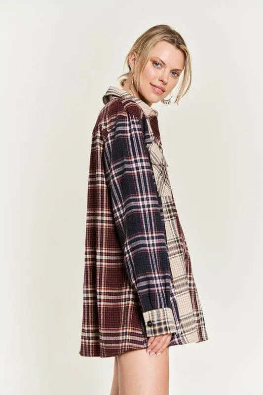 Jade By Jane Color-block Tunic Shirt tunic plaid top Jade By Jane