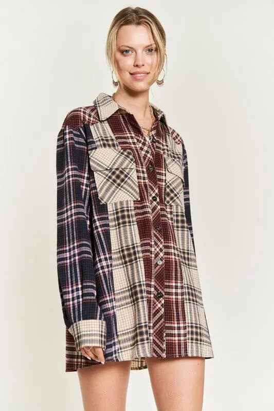 Jade By Jane Color-block Tunic Shirt tunic plaid top Jade By Jane MULTI S