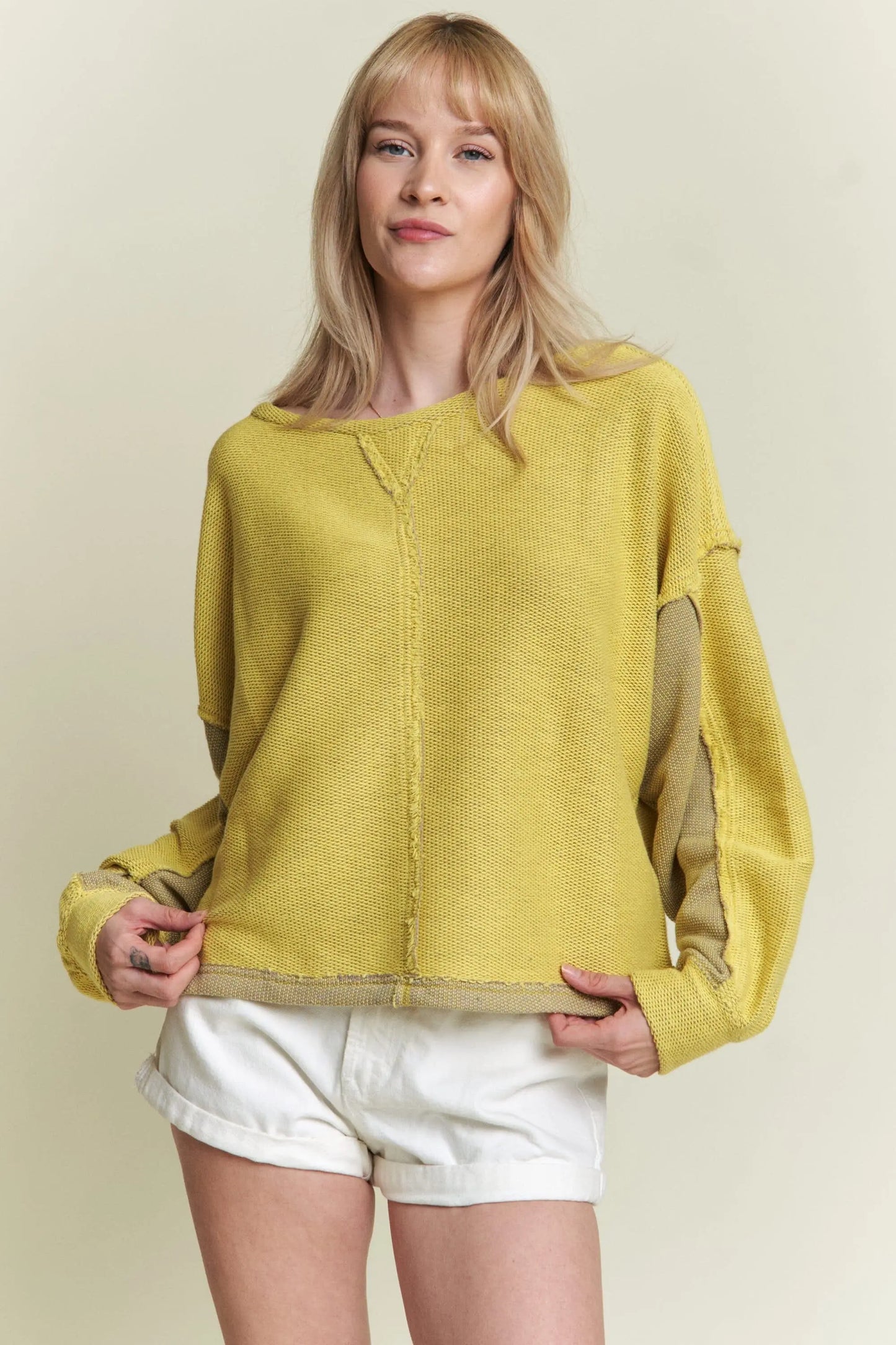 Jade By Jane Dolman Sleeve 2 Tone Casual Sweater sweater Jade By Jane