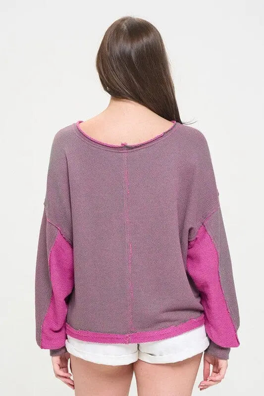 Jade By Jane Dolman Sleeve 2 Tone Casual Sweater sweater Jade By Jane