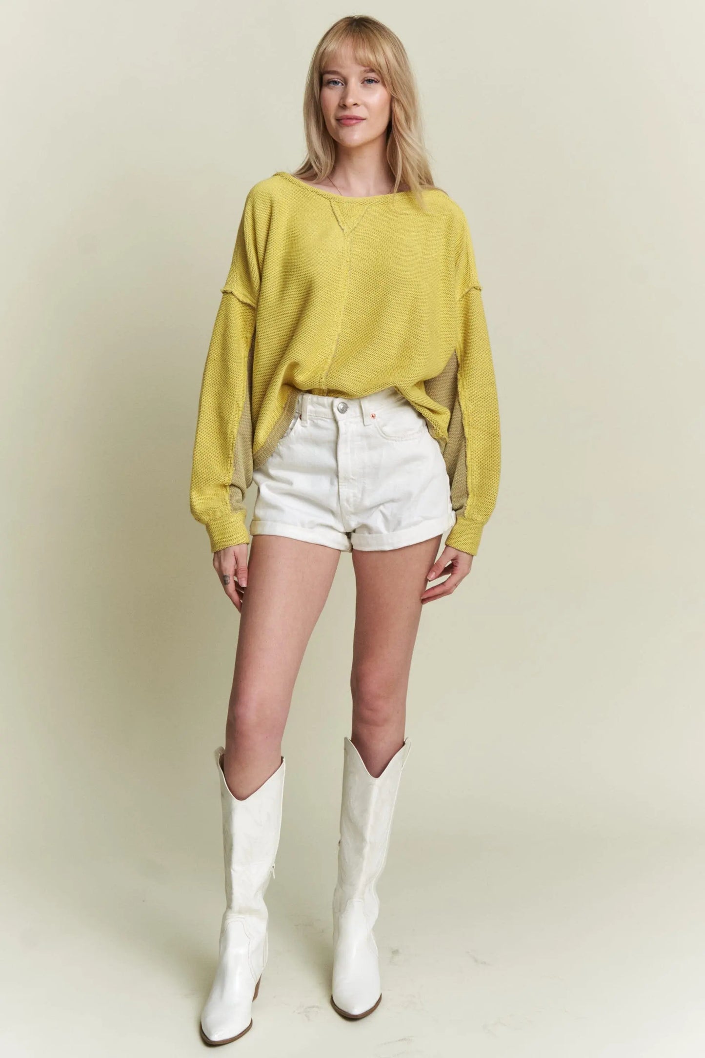 Jade By Jane Dolman Sleeve 2 Tone Casual Sweater sweater Jade By Jane