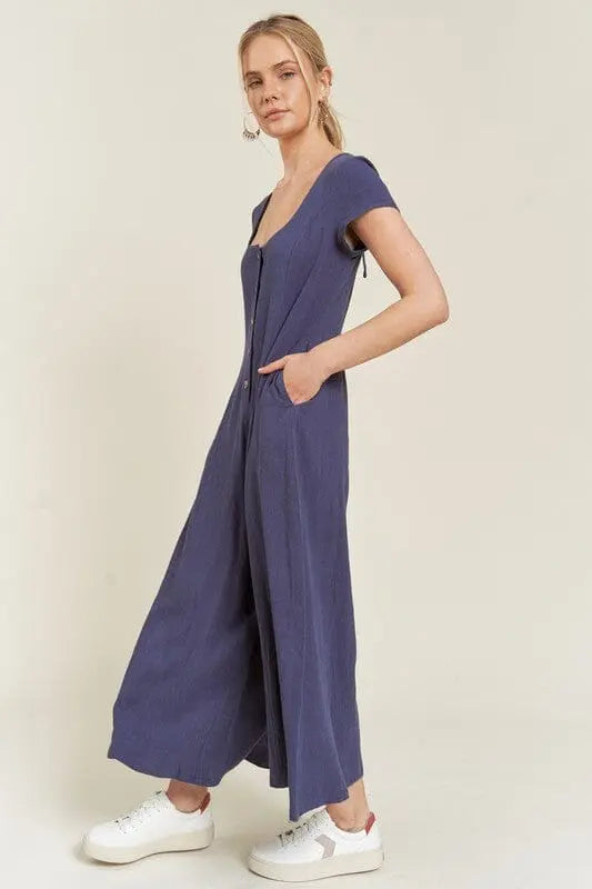 Jade By Jane Linen Button Down Jumpsuit linen jumpsuit Jade By Jane