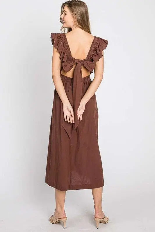 Jade By Jane Linen Ruffle Midi Dress linen cut out dress Jade By Jane