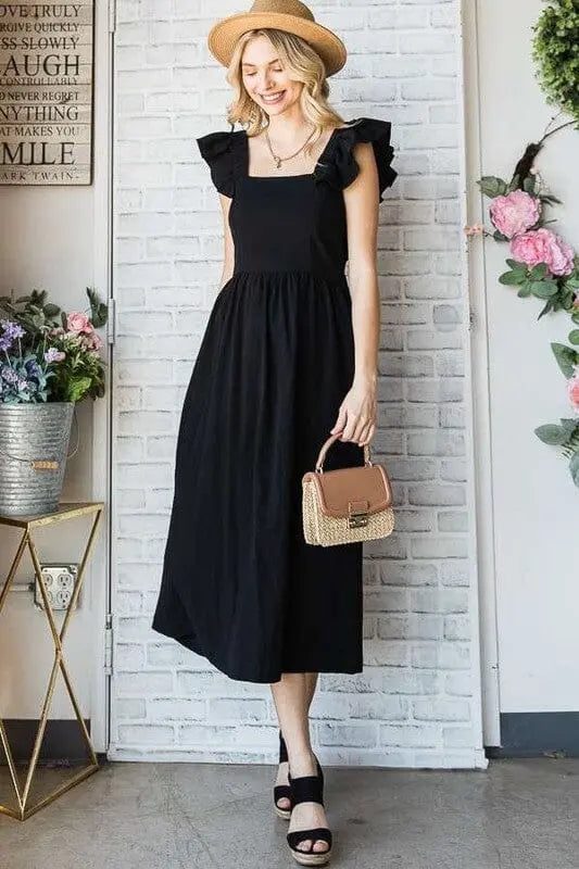 Jade By Jane Linen Ruffle Midi Dress linen cut out dress Jade By Jane