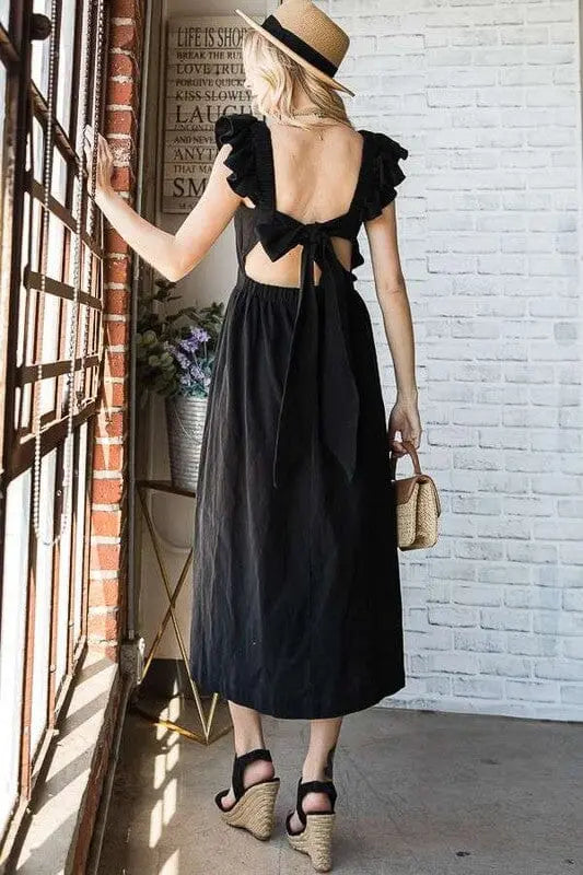 Jade By Jane Linen Ruffle Midi Dress linen cut out dress Jade By Jane