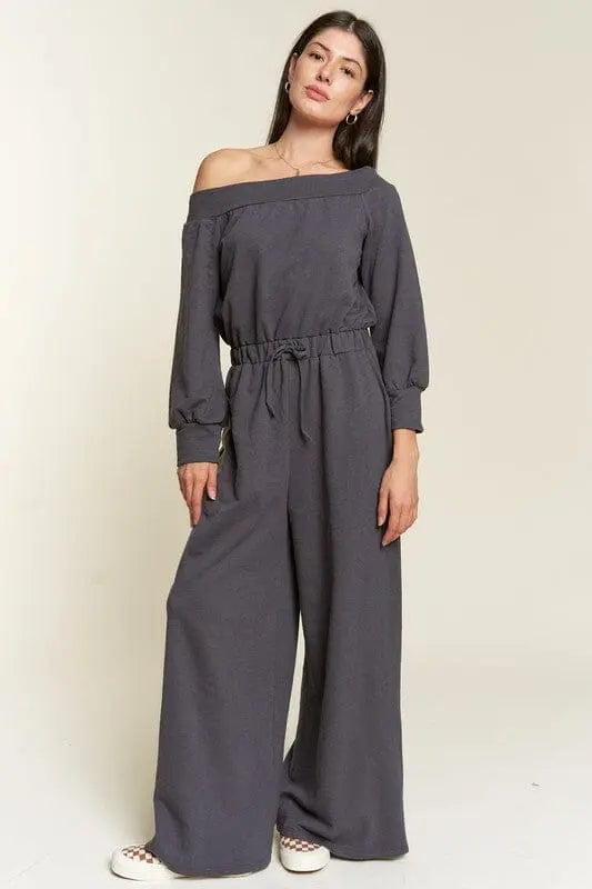 Jade By Jane One Shoulder Terry Jumpsuit terry jumpsuit Jade By Jane dark gray S