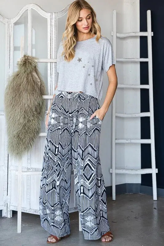 Jade By Jane Retro Vintage Print Wide Pants vintage wide leg pant Jade By Jane