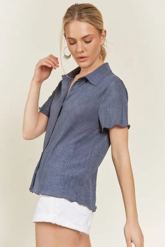 Jade By Jane Texture Button Down Shirt textured blouse Jade By Jane