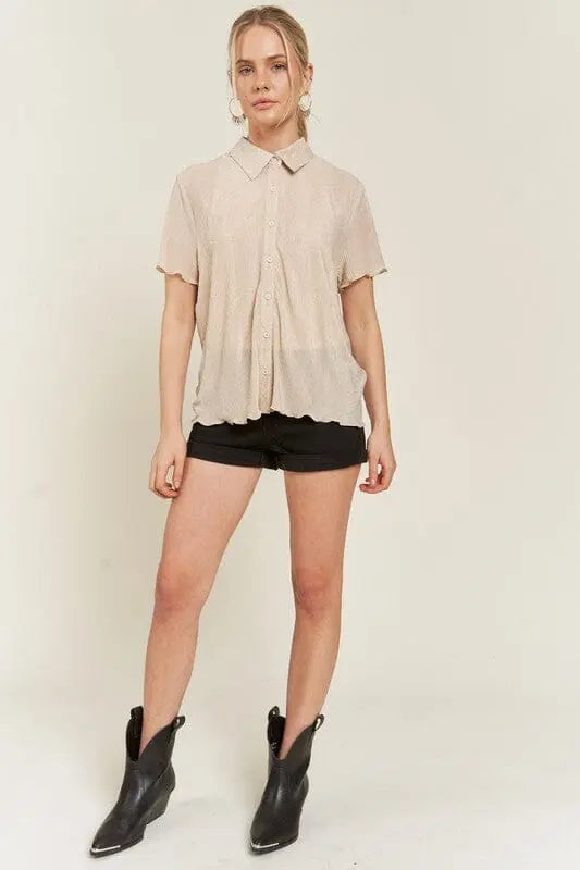 Jade By Jane Texture Button Down Shirt textured blouse Jade By Jane