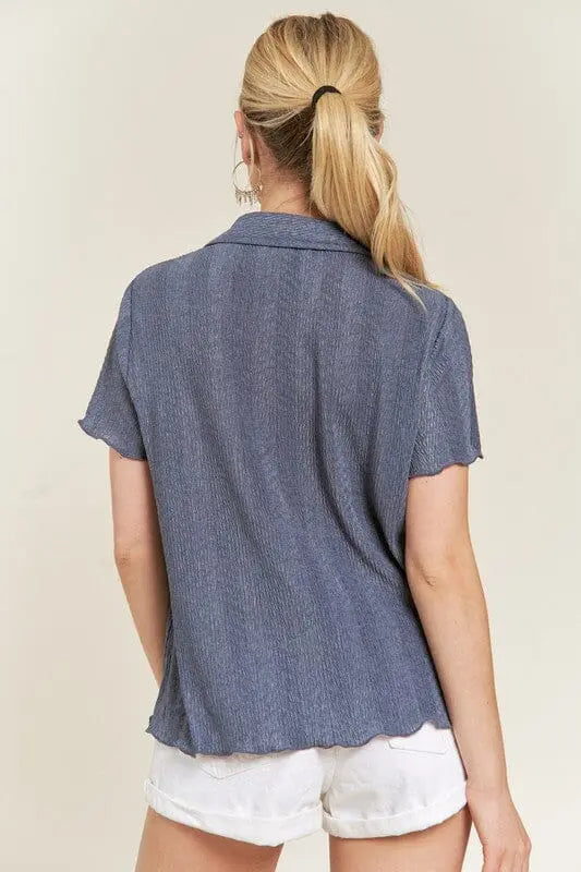 Jade By Jane Texture Button Down Shirt textured blouse Jade By Jane