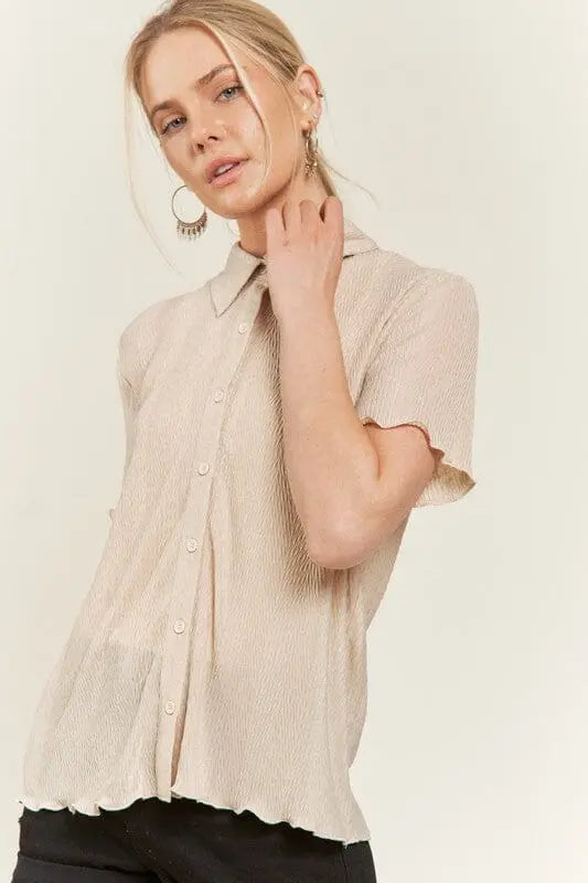 Jade By Jane Texture Button Down Shirt textured blouse Jade By Jane