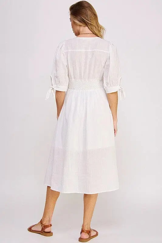 Jade By Jane Textured Button Down Midi Dress midi dress Jade By Jane