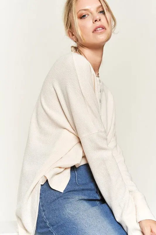 Jade By Jane Thermal Knit Pullover Top pullover knit top Jade By Jane