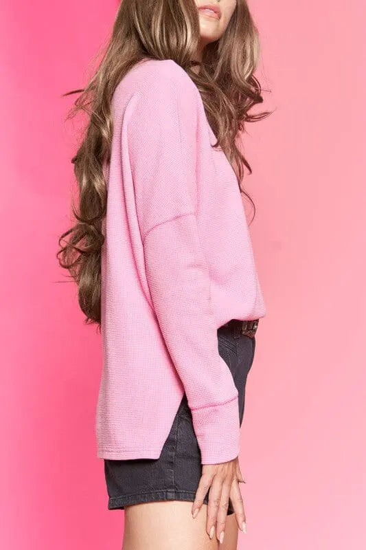 Jade By Jane Thermal Knit Pullover Top pullover knit top Jade By Jane