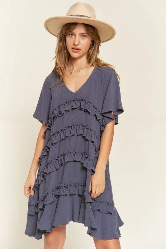 Jade By Jane Tiered Ruffle Dress ruffle tiered dress Jade By Jane cement S
