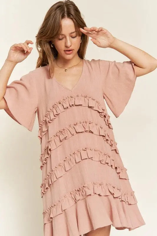 Jade By Jane Tiered Ruffle Dress ruffle tiered dress Jade By Jane l. mauve S
