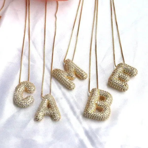 Jewel Bubble Initial Necklace Gold Silver Plating Dani & Em