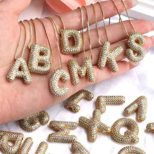 Jewel Bubble Initial Necklace Gold Silver Plating Dani & Em
