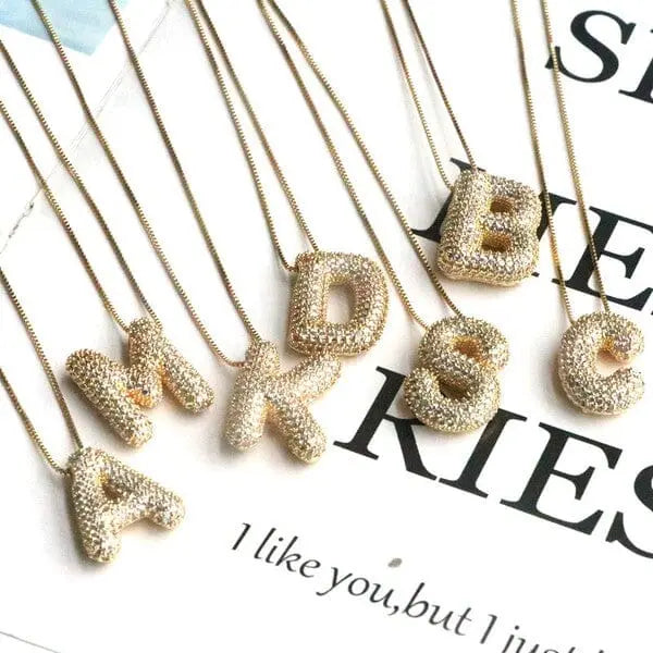 Jewel Bubble Initial Necklace Gold Silver Plating Dani & Em