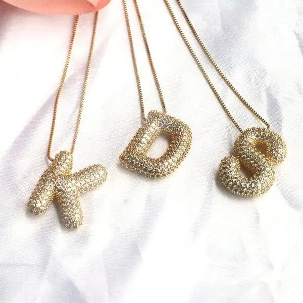 Jewel Bubble Initial Necklace Gold Silver Plating Dani & Em
