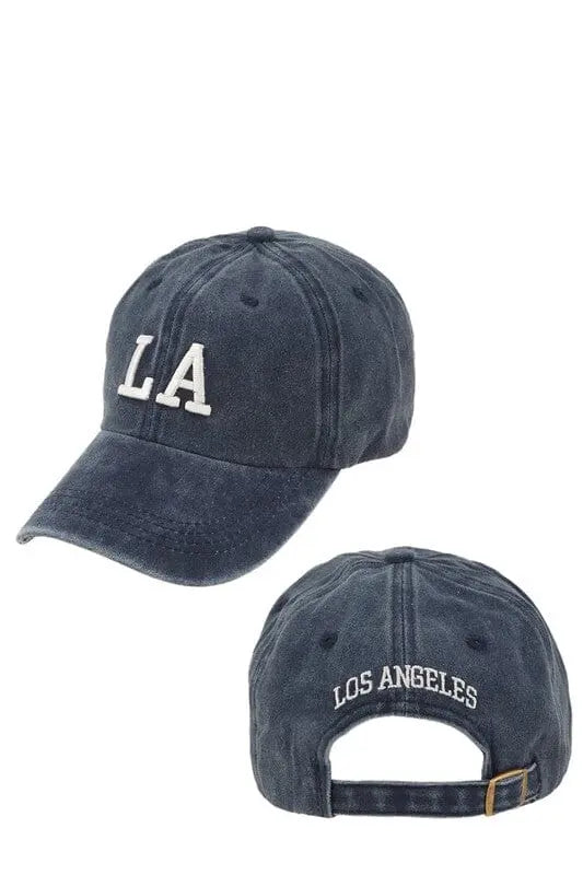 LA Embroidered Baseball Hat LA baseball cap Poet Street Boutique NAVY OS