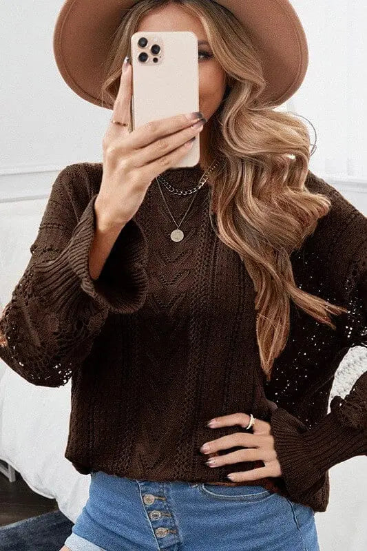 Lacey long sleeve top Miss Sparkling DARK BROWN S